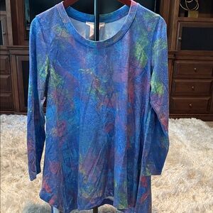 Philosophy Blue and Green Abstract Women's Blouse